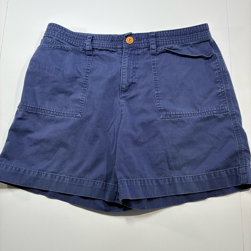 Lauren Ralph Lauren Women's Chino Navy Blue Shorts Pockets Cotton Size 12